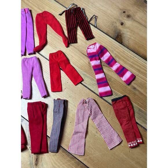 Lot of 16 Vintage Barbie Doll Clothing. Pants lot. Reds Pinks Flared Stripes - Picture 6 of 6